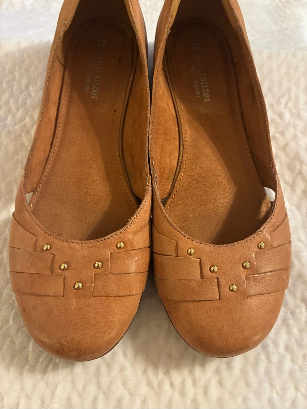Naturalizer N5 Comfort Tan Cognac Leather Ballet Flats 7.5 Classic Vintage Y2K - Picture 5 of 8